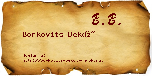 Borkovits Bekő névjegykártya